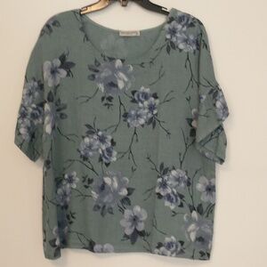 Terzo Millennio Made In Italy Green Linen Floral Medium